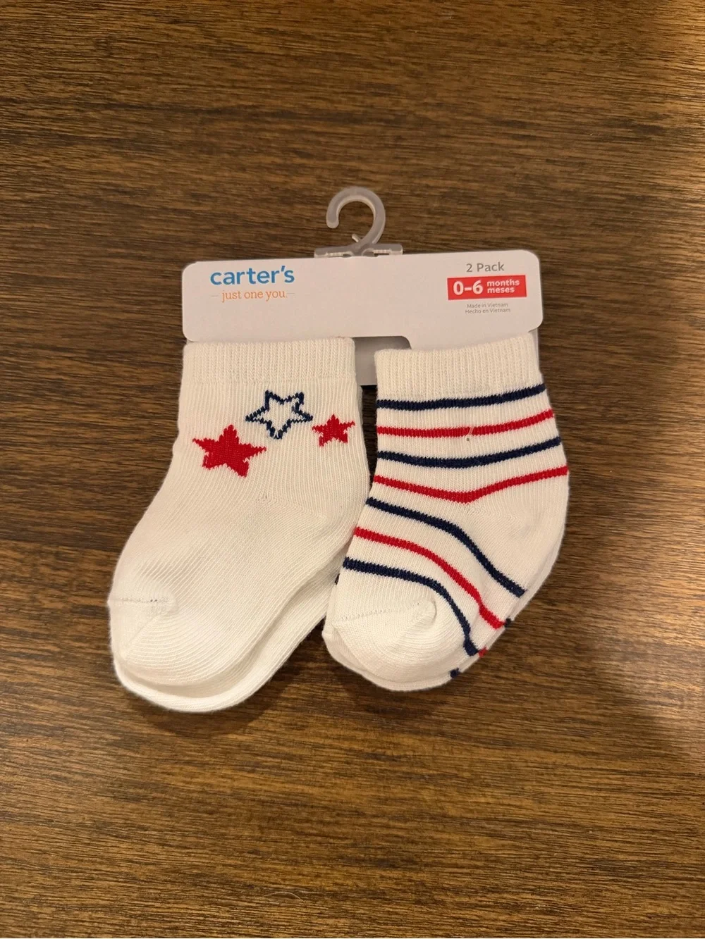 Carter's White Baby Sock Multipack with Red, Blue & Green Accents